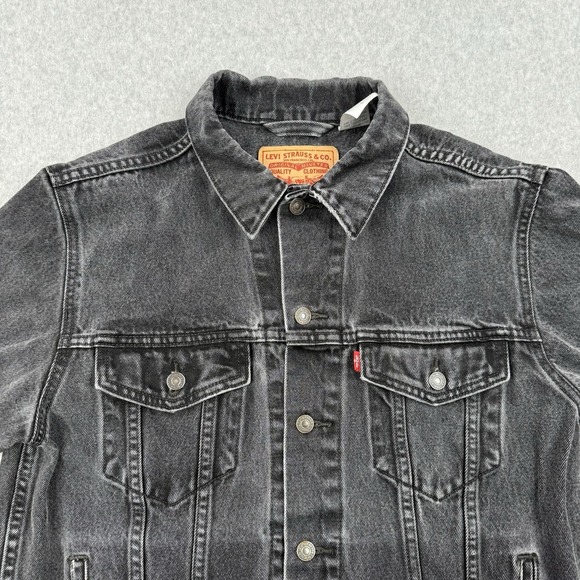 Vintage Levis Jacket Mens Large Black Faded Trucker Denim Type 3 Jean 70507 - Picture 2 of 16